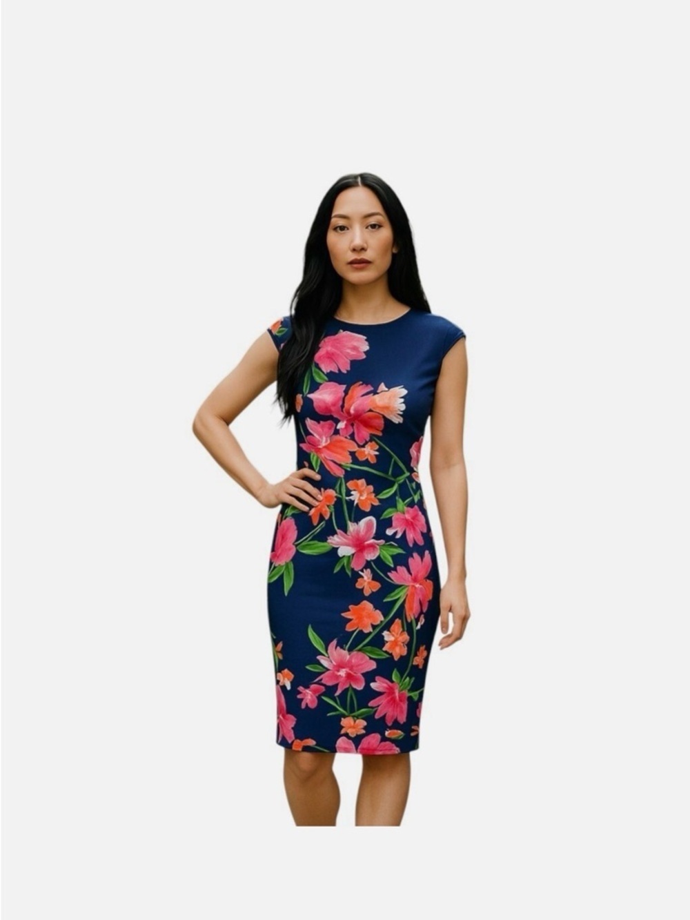 NEW Vince Camuto Pink Blue Sheath Zip Floral Dress